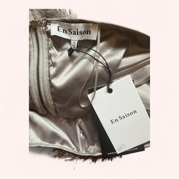 En Saison Fuzzy Y2K Silver Grey Glam Party Crop Tube Top NWT Size S Strapless - Picture 3 of 4